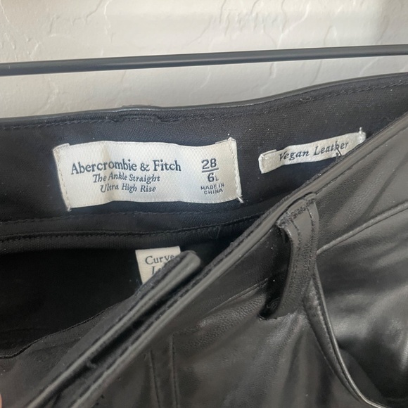 Vegan Leather Ankle Straight Ultra High Rise Classy Boho Bohemian Chic Pants - Picture 2 of 10